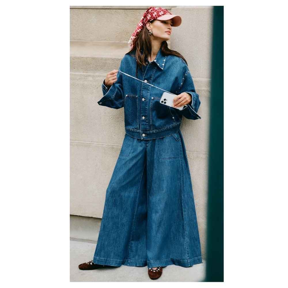 Anthropologie Wide-Leg Denim Jeans in Blue